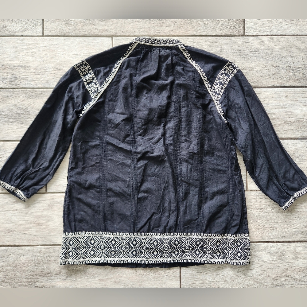 MADEWELL Black Embroidered CAMELIA Tassel Tunic Hippie Boho Top Small Peasantโ - Picture 8 of 16